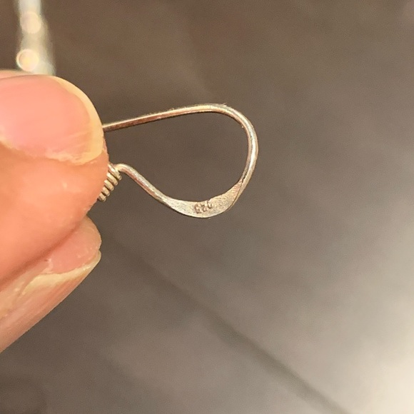 Genuine 925 long earrings with 5 strands and small silver sphere on ends - Picture 4 of 4